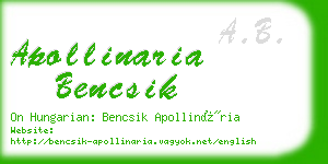 apollinaria bencsik business card